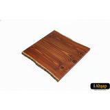 iAhşap Doğal Kenarlı Sedir Kütük Masa Tablası | Kare Ahşap Yemek Ofis Masası Üstü No9 - Kestane - 60x60 cm - Kalınlık: 5 cm