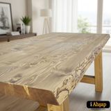 iAhşap Doğal Kenarlı Sedir Kütük Masa Tablası | Masif Ahşap Yemek Masası Üstü No1 - Çam - 90x140 cm - Kalınlık: 5 cm