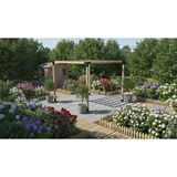 İahşap Pergola Braket Seti 4 Ana Direkli Üstü Izgaralı Eğimli Pergola Braket Set | Ebat-2.4 X 2.4 Metre (Yükseklik 250 Cm)