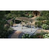 İahşap Pergola Braket Seti 6 Ana Direkli Üstü Izgaralı Eğimli Pergola Braket Set | Ebat-3 X 4.8 Metre (Yükseklik 250 Cm)