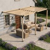 Iahşap Üç Direkli Ahşap Üst Izgaralı Sundurma Sistemi - Kahverengi - 2.4x4.8 Metre