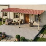 Iahşap Üç Direkli Trapez Sac Kaplı Modern Sundurma - Kahverengi - 2.4x6 Metre