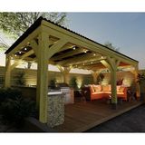 Iahşap Veranda Ahşap Pergole Trapezli Gölgelik Çardak Kamelya P15 - 3x3 Metre - Yükseklik 2,4 Metre