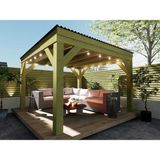 Iahşap Veranda Ahşap Pergole Trapezli Gölgelik Çardak Kamelya P15 - 3x4,8 Metre - Yükseklik 2,4 Metre