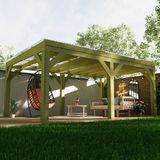 Iahşap Veranda Ahşap Pergole Trapezli Gölgelik Çardak Kamelya P15 - 3x6 Metre - Yükseklik 2,4 Metre