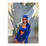 İambabydesign Saks Mavi Parlak 4 Lü Gömlek Takım