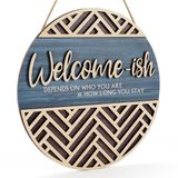 IARTTOP Ön Kapı Duvar Dekoru için 3D Hoş Geldiniz Asılı İşaret Plakası, Komik Hoş Geldiniz Ahşap Askı (30,5 x 40,5 cm), Rustik Minimalist Dış Mekan Ahşap Duvar Sanatı Çiftlik Evi Sundurma veya Giriş Yolu Ev Dekoru için