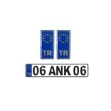 İb Global Tr Avrupa Birliği Plaka Arması Metal Etiket Sticker Mavi 2'Li