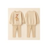 ibeeka Kız Çocuk Balerin 3D Tütü Aplike Detaylı Sweatshirt Çizgili Tayt Alt Üst Takım