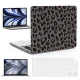 IBENZER 2024 2023 2022 MacBook Air 13 inç Kılıf M3 A3113 M2 A2681, Sert Kabuk Kılıf ve Klavye Kılıfı ve Ekran Filmi ile Uyumlu Mac Air 13.6 için Touch ID, Siyah Leopar, KK-LP-BK+2
