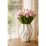 İBERİALHOME Modern Dekoratif Dalgalı Vazo | Beyaz Çiçek Vazosu | Şık Salon Vazosu | Minimal Ev Dekoru | Masaüstü Dekoratif Obje
