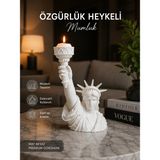 İBERİALHOME Özgürlük Heykeli Mumluk Biblo Dekoratif Obje | Salon Konsol Tv Ünitesi Masa Üstü Dekoru