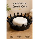 İBERİALHOME Tasarım Dekoratif Sabunluk | Modern Siyah Banyo Sabunluğu | Lavabo Üstü Sabun Tabağı | Şık Banyo Aksesuarı