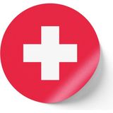 İberk 24 Adet - 7 cm Sticker Etiket - Vektörel Ülke Bayraklı Switzerland Isviçre Bayrağı