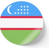 İberk 24 Adet - 7 cm Sticker Etiket - Vektörel Ülke Bayraklı Uzbekistan Özbekistan Özbek Bayrağı
