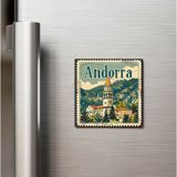 İberk Andorra Andorra - Posta Pulu Temalı Ülke - Baskılı Buzdolap Magneti Kare - 9x9 cm