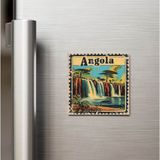 İberk Angola Angola - Posta Pulu Temalı Ülke - Baskılı Buzdolap Magneti Kare - 9x9 cm
