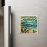 İberk Antigua ve Barbuda - Posta Pulu Temalı Ülke - Baskılı Buzdolap Magneti Kare - 9x9 cm