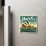 İberk Avustralya Australia - Posta Pulu Temalı Ülke - Baskılı Buzdolap Magneti Kare - 9x9 cm