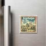 İberk Azerbaycan Azerbaijan - Posta Pulu Temalı Ülke - Baskılı Buzdolap Magneti Kare - 9x9 cm