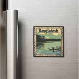 İberk Bangladeş Bangladesh - Posta Pulu Temalı Ülke - Baskılı Buzdolap Magneti Kare - 9x9 cm