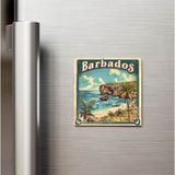 İberk Barbados Barbados - Posta Pulu Temalı Ülke - Baskılı Buzdolap Magneti Kare - 9x9 cm