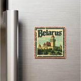 İberk Belarus Belarus - Posta Pulu Temalı Ülke - Baskılı Buzdolap Magneti Kare - 9x9 cm
