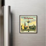 İberk Belçika Belgium - Posta Pulu Temalı Ülke - Baskılı Buzdolap Magneti Kare - 9x9 cm