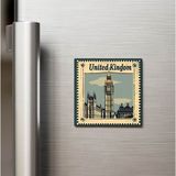 İberk Birleşik Krallık United Kingdom - Posta Pulu Temalı Ülke - Baskılı Buzdolap Magneti Kare - 9x9 cm
