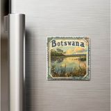 İberk Botsvana Botswana - Posta Pulu Temalı Ülke - Baskılı Buzdolap Magneti Kare - 9x9 cm