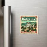 İberk Bulgaristan Bulgaria - Posta Pulu Temalı Ülke - Baskılı Buzdolap Magneti Kare - 9x9 cm