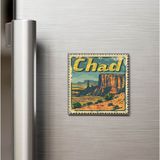 İberk Çad Chad - Posta Pulu Temalı Ülke - Baskılı Buzdolap Magneti Kare - 9x9 cm
