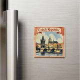 İberk Çekya Czech Republic - Posta Pulu Temalı Ülke - Baskılı Buzdolap Magneti Kare - 9x9 cm