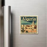 İberk Cezayir Algeria - Posta Pulu Temalı Ülke - Baskılı Buzdolap Magneti Kare - 9x9 cm