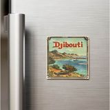 İberk Cibuti Djibouti - Posta Pulu Temalı Ülke - Baskılı Buzdolap Magneti Kare - 9x9 cm