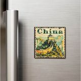 İberk Çin China - Posta Pulu Temalı Ülke - Baskılı Buzdolap Magneti Kare - 9x9 cm