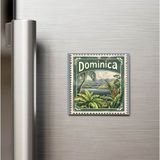 İberk Dominika Dominica - Posta Pulu Temalı Ülke - Baskılı Buzdolap Magneti Kare - 9x9 cm