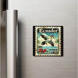 İberk Ekvador Ecuador - Posta Pulu Temalı Ülke - Baskılı Buzdolap Magneti Kare - 9x9 cm