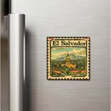 İberk El Salvador El Salvador - Posta Pulu Temalı Ülke - Baskılı Buzdolap Magneti Kare - 9x9 cm