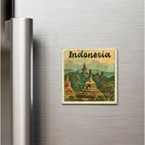 İberk Endonezya Indonesia - Posta Pulu Temalı Ülke - Baskılı Buzdolap Magneti Kare - 9x9 cm