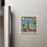 İberk Fas Morocco - Posta Pulu Temalı Ülke - Baskılı Buzdolap Magneti Kare - 9x9 cm