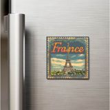 İberk Fransa France - Posta Pulu Temalı Ülke - Baskılı Buzdolap Magneti Kare - 9x9 cm