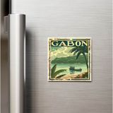 İberk Gabon Gabon - Posta Pulu Temalı Ülke - Baskılı Buzdolap Magneti Kare - 9x9 cm