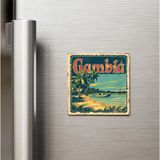 İberk Gambiya Gambia - Posta Pulu Temalı Ülke - Baskılı Buzdolap Magneti Kare - 9x9 cm