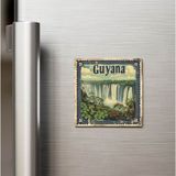 İberk Guyana Guyana - Posta Pulu Temalı Ülke - Baskılı Buzdolap Magneti Kare - 9x9 cm