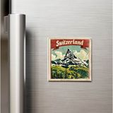 İberk İsviçre Switzerland - Posta Pulu Temalı Ülke - Baskılı Buzdolap Magneti Kare - 9x9 cm