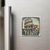 İberk İtalya Italy - Posta Pulu Temalı Ülke - Baskılı Buzdolap Magneti Kare - 9x9 cm