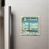 İberk İzlanda Iceland - Posta Pulu Temalı Ülke - Baskılı Buzdolap Magneti Kare - 9x9 cm