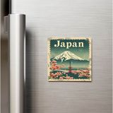 İberk Japonya Japan - Posta Pulu Temalı Ülke - Baskılı Buzdolap Magneti Kare - 9x9 cm