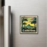 İberk Kamerun Cameroon - Posta Pulu Temalı Ülke - Baskılı Buzdolap Magneti Kare - 9x9 cm